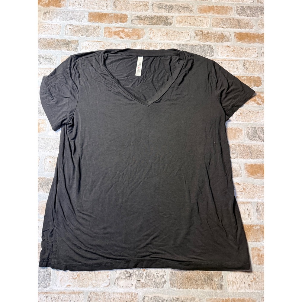 Latched Mama Nursing T-Shirt Black V-Neck Short Sleeve Maternity Top Large